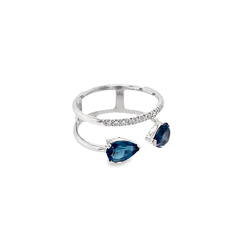 Jewellers - Δακτυλίδι με London Blue Τοπάζι και Διαμάντια