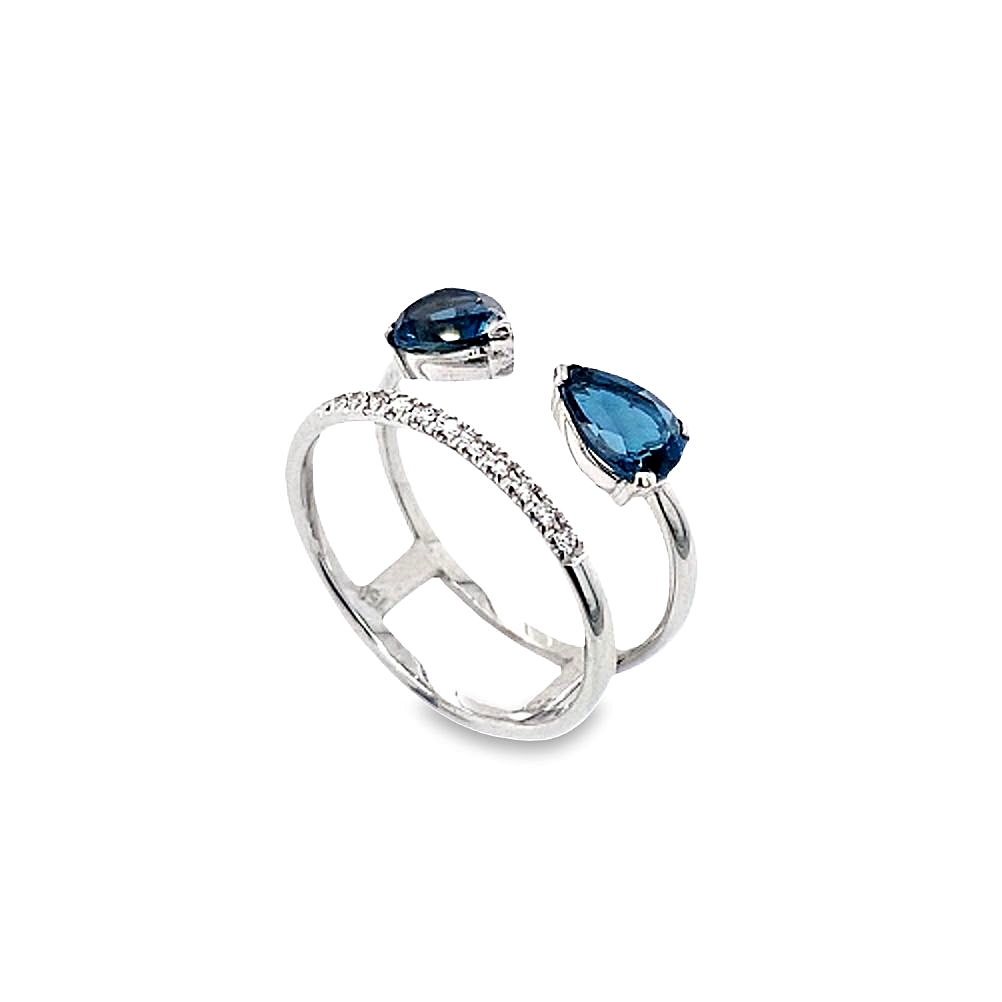 Jewellers - Δακτυλίδι με London Blue Τοπάζι και Διαμάντια