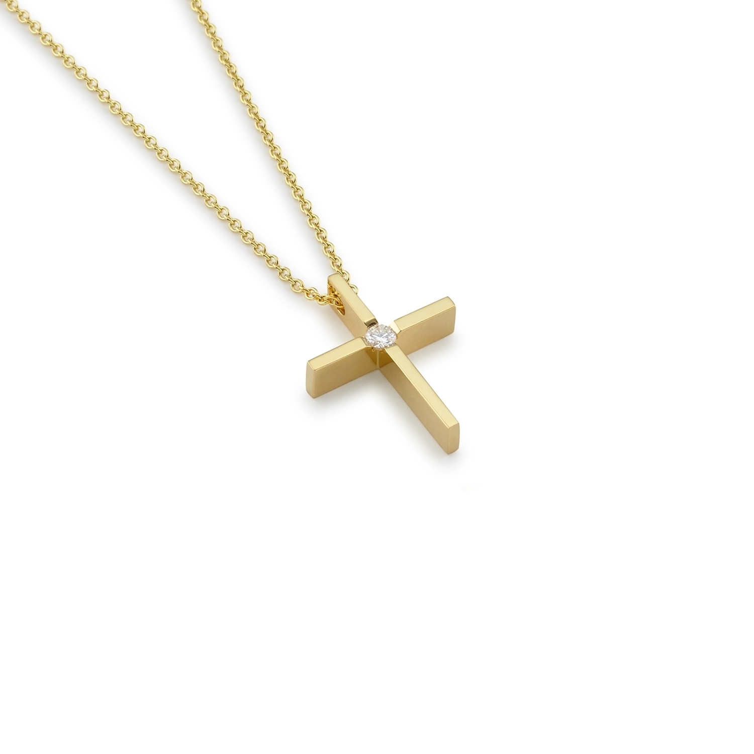 Jewellers - Σταυρός γυναικείος με μπριγιάν σε αλυσίδα