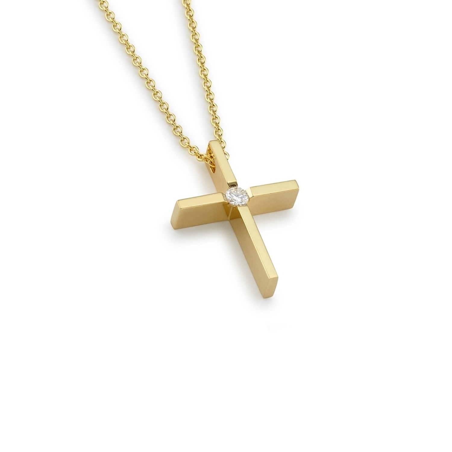 Jewellers - Σταυρός γυναικείος με μπριγιάν σε αλυσίδα