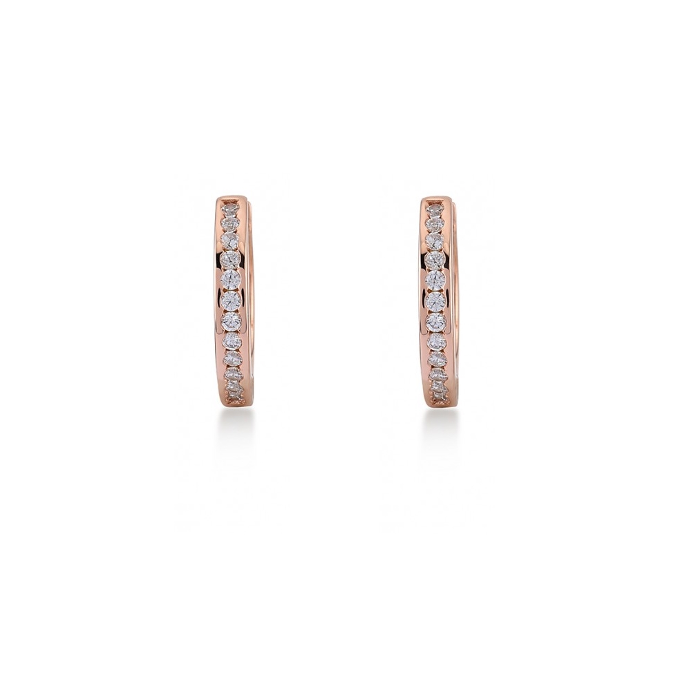 Jewellers - Kurshuni Σκουλαρίκια κρικάκι με ζιργκόν από ροζ επιχρυσωμένο ασήμι 925