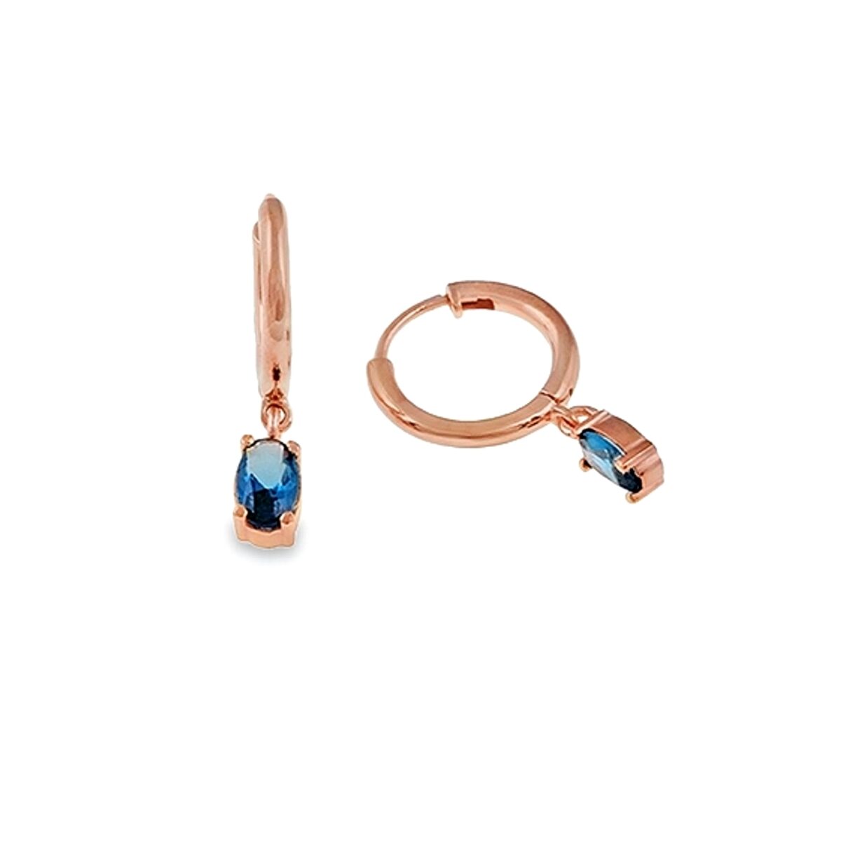Jewellers - Σκουλαρίκια κρικάκι με κρεμαστό μπλε ζιργκόν