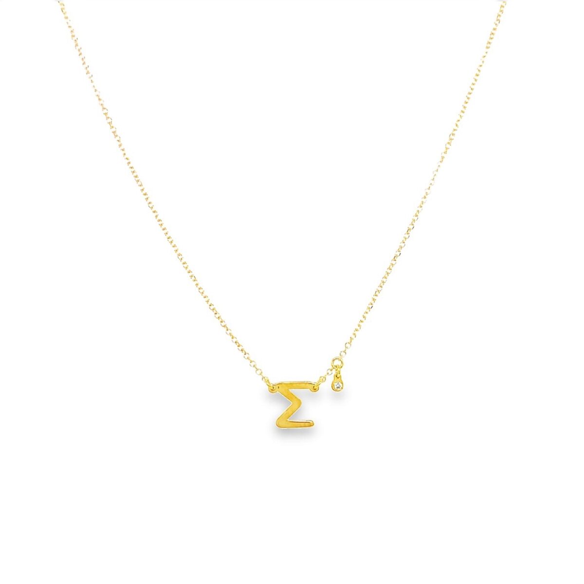 Jewellers - Κολιέ Μονόγραμμα Σ με κρεμαστό Διαμάντι