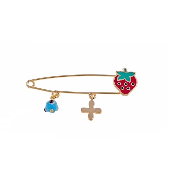 Jewellers - Φυλαχτό παραμάνα Φράουλα με ματάκι και σταυρό