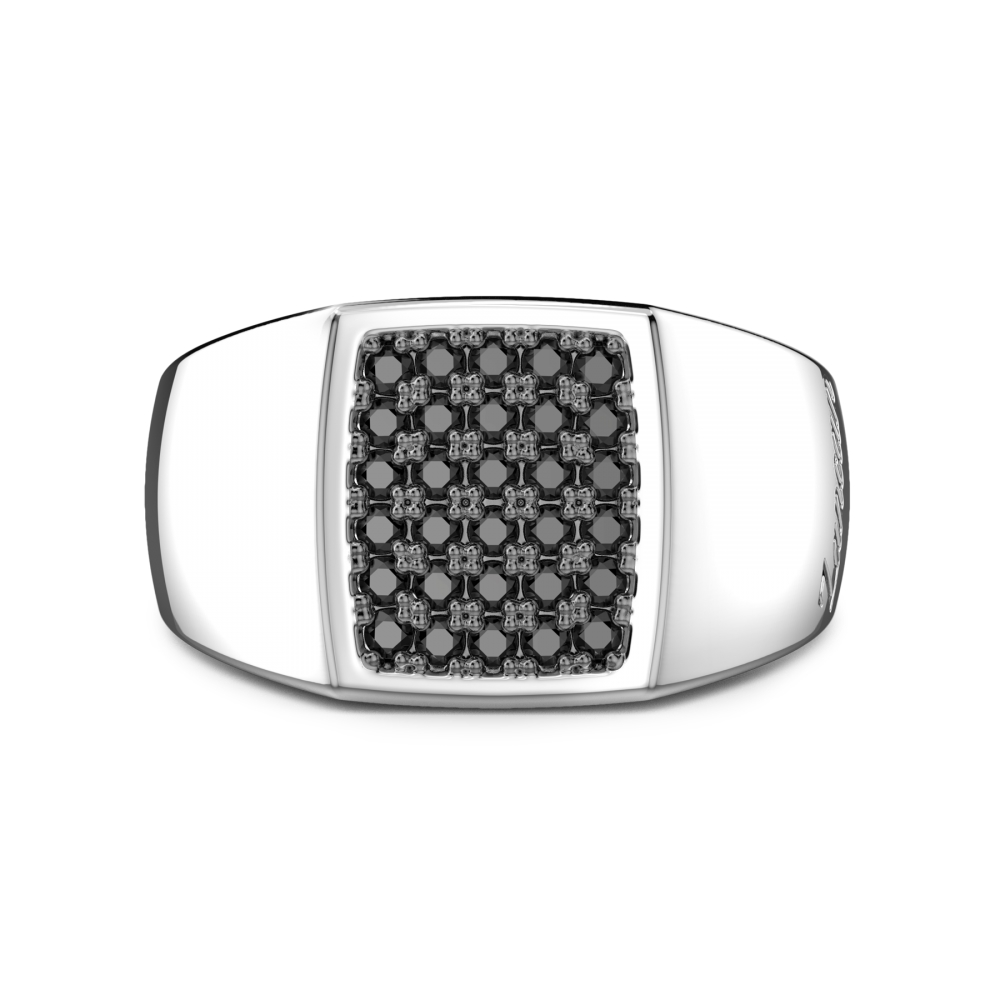 Jewellers - Zancan Ανδρικό δαχτυλίδι με μαύρο σπινέλιο από ασήμι 925