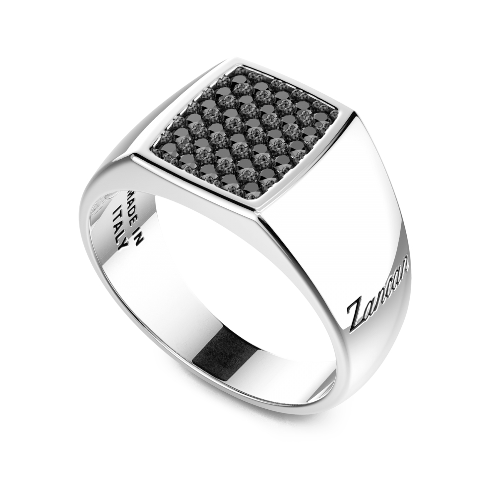 Jewellers - Zancan Ανδρικό δαχτυλίδι με μαύρο σπινέλιο από ασήμι 925