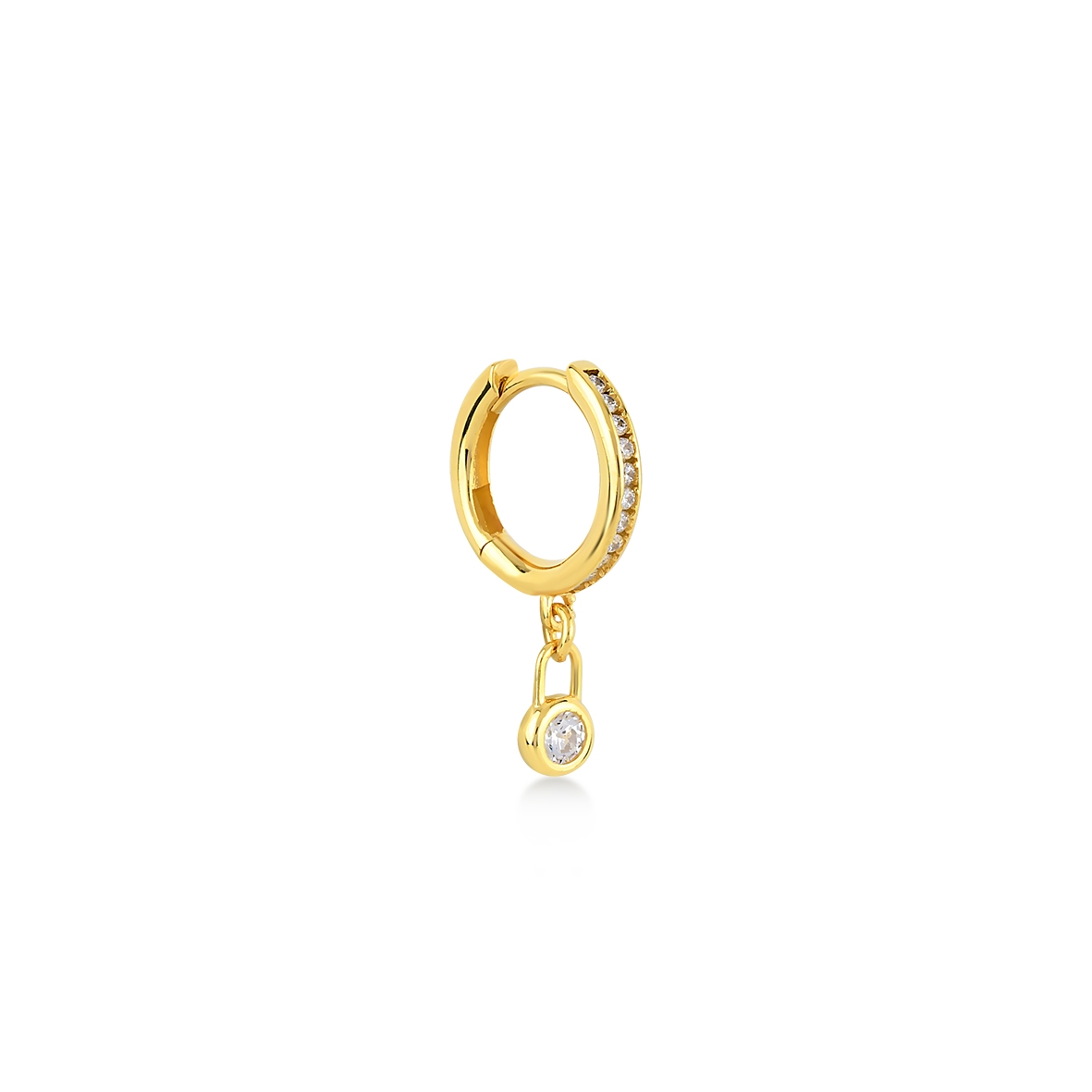Jewellers - Kurshuni Σκουλαρίκι Μονό με ζιργκόν από επιχρυσωμένο ασήμι 925