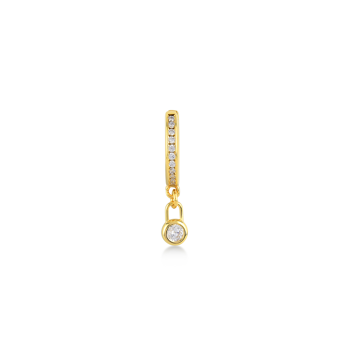 Jewellers - Kurshuni Σκουλαρίκι Μονό με ζιργκόν από επιχρυσωμένο ασήμι 925