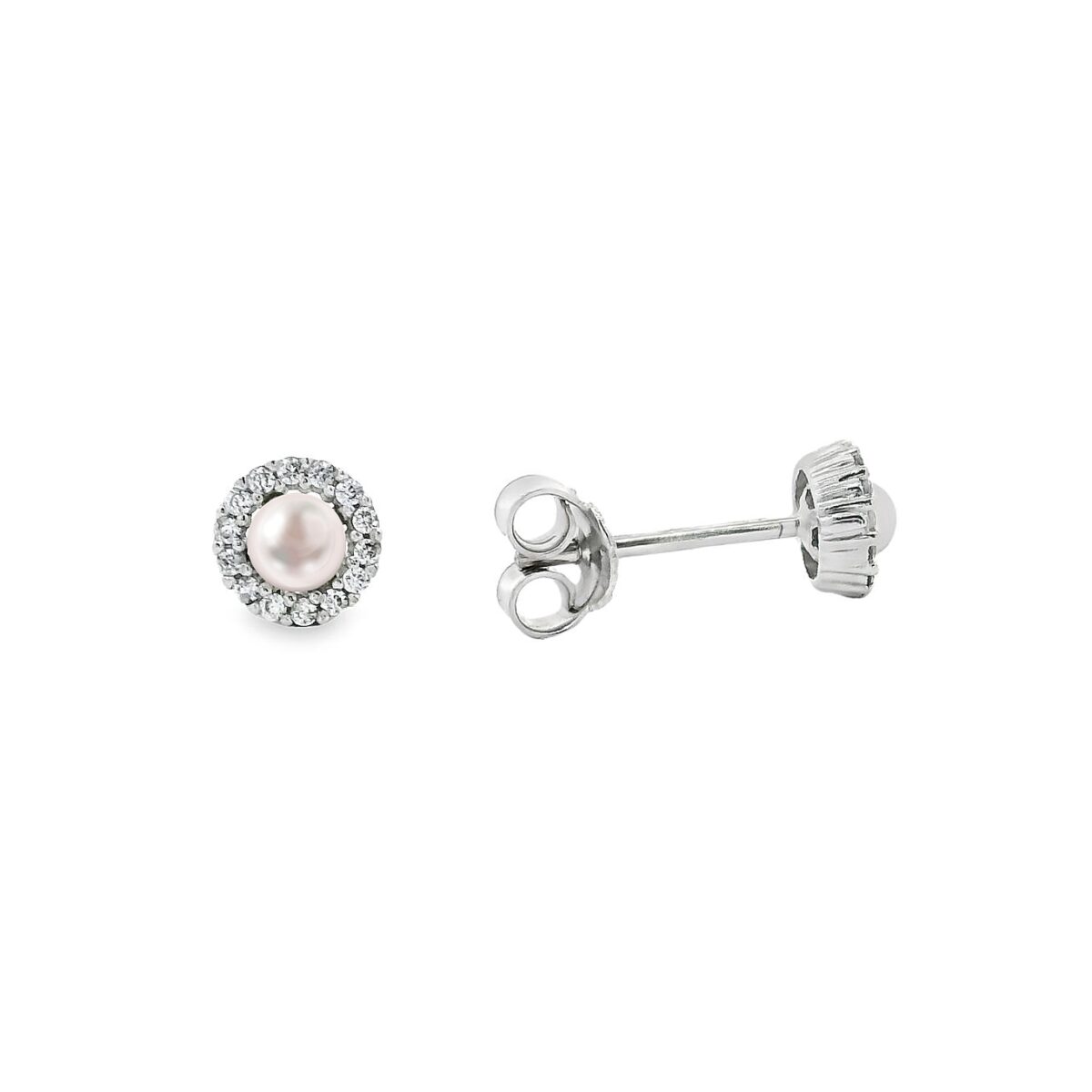 Jewellers - Σκουλαρίκια Ροζέτα με Μαργαριτάρι και ζιργκόν