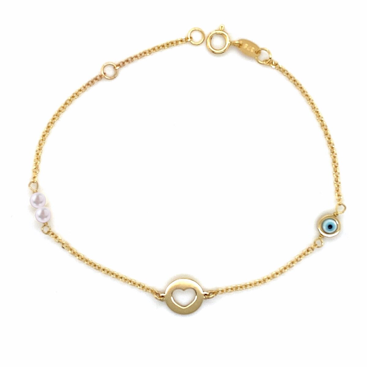 Jewellers - Βραχιόλι με καρδιά μαργαριτάρια και ματάκι