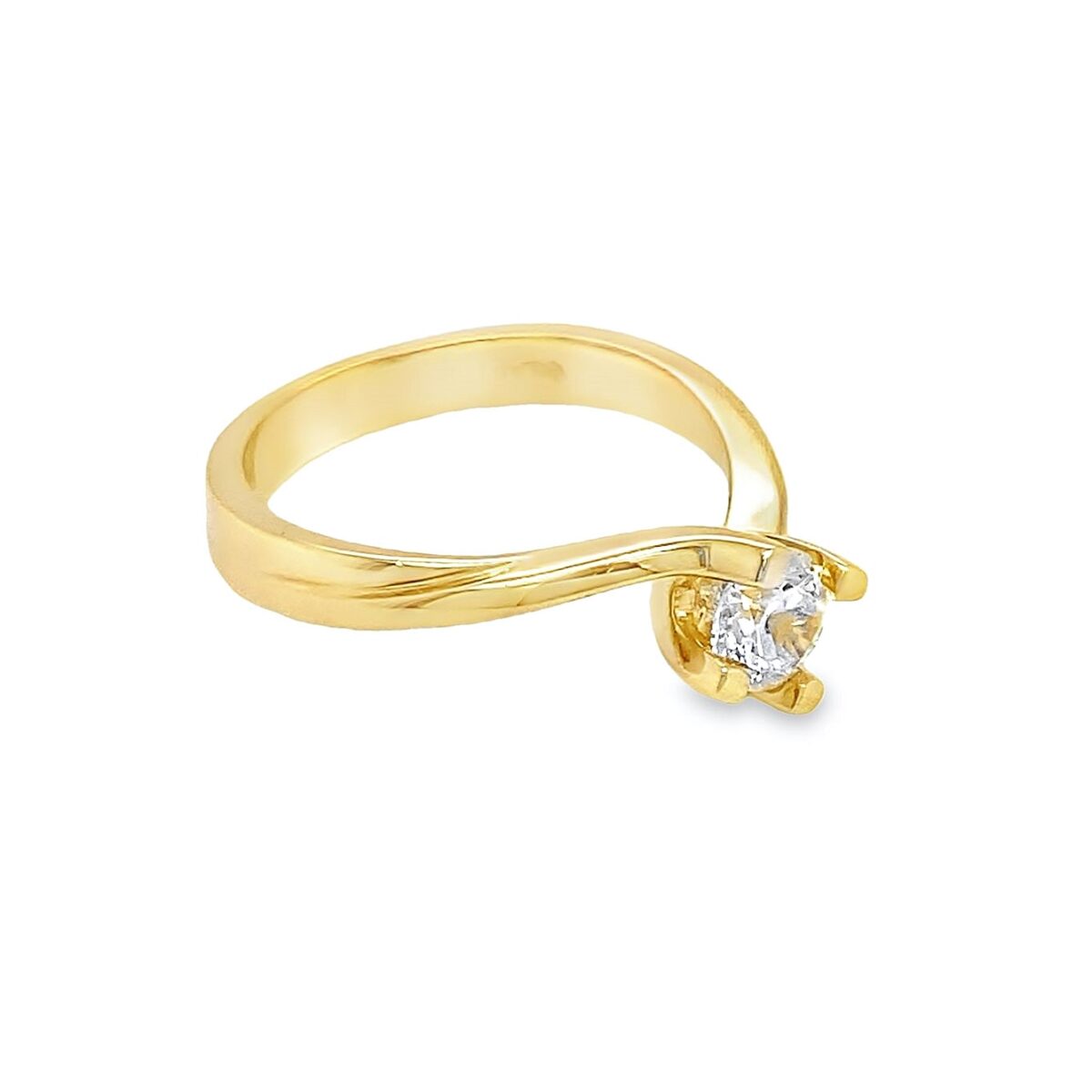 Jewellers - Μονόπετρο δακτυλίδι φλόγα με ζιργκόν