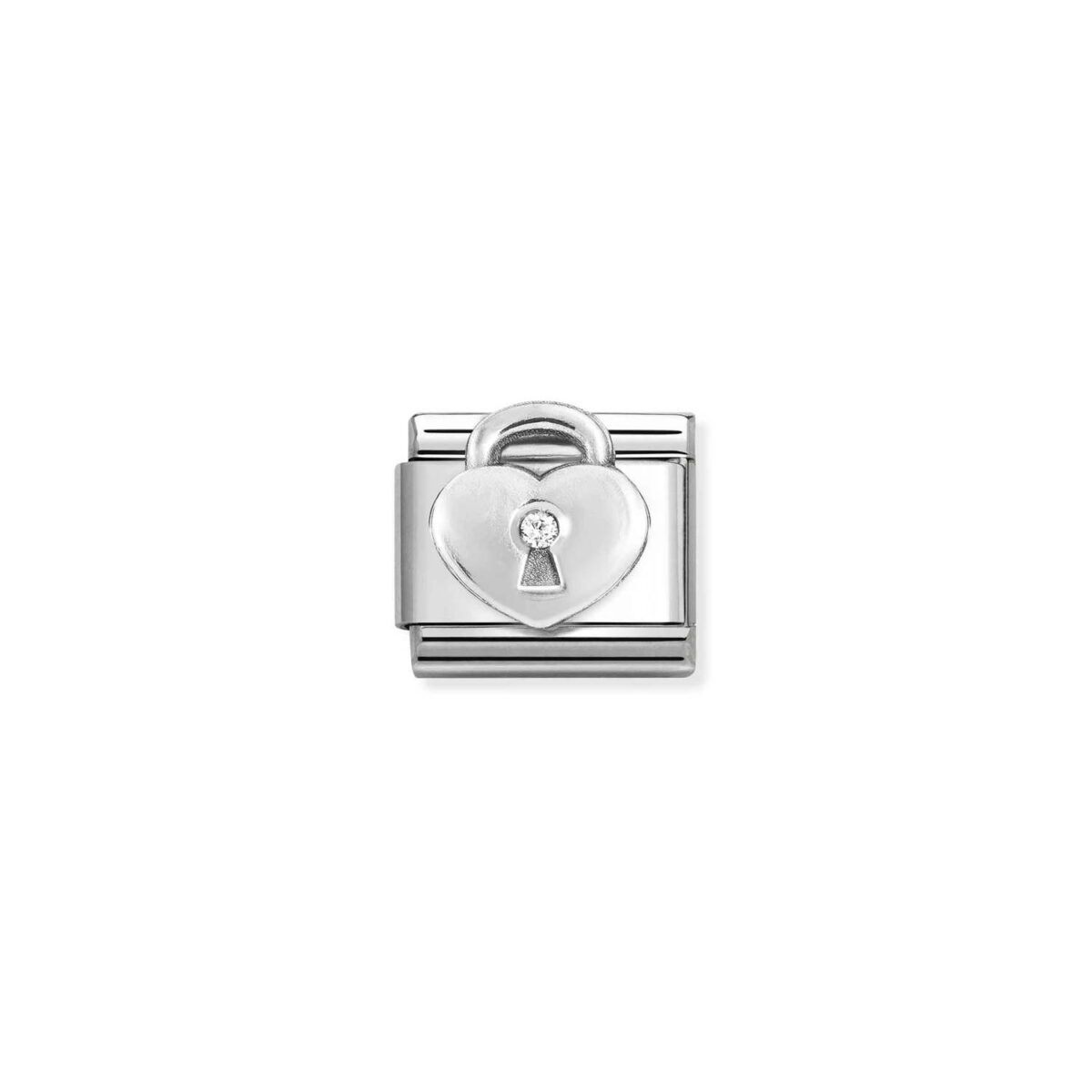 Jewellers - Nomination Composable Classic Unisex Link Heart Padlock with CZ