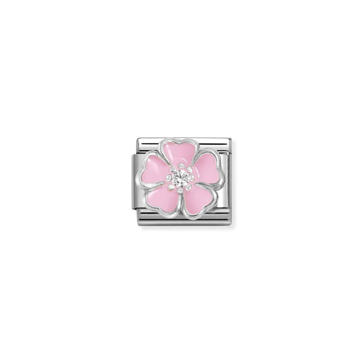 Jewellers - Nomination Composable Classic Unisex Link Pink flower with CZ