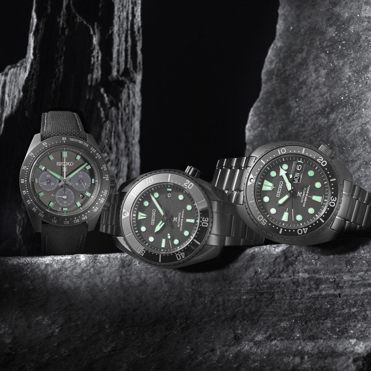 Jewellers - SEIKO Prospex Black Series 'Night Vision' Turtle Diver Automatic Ανδρικό SRPK43K1