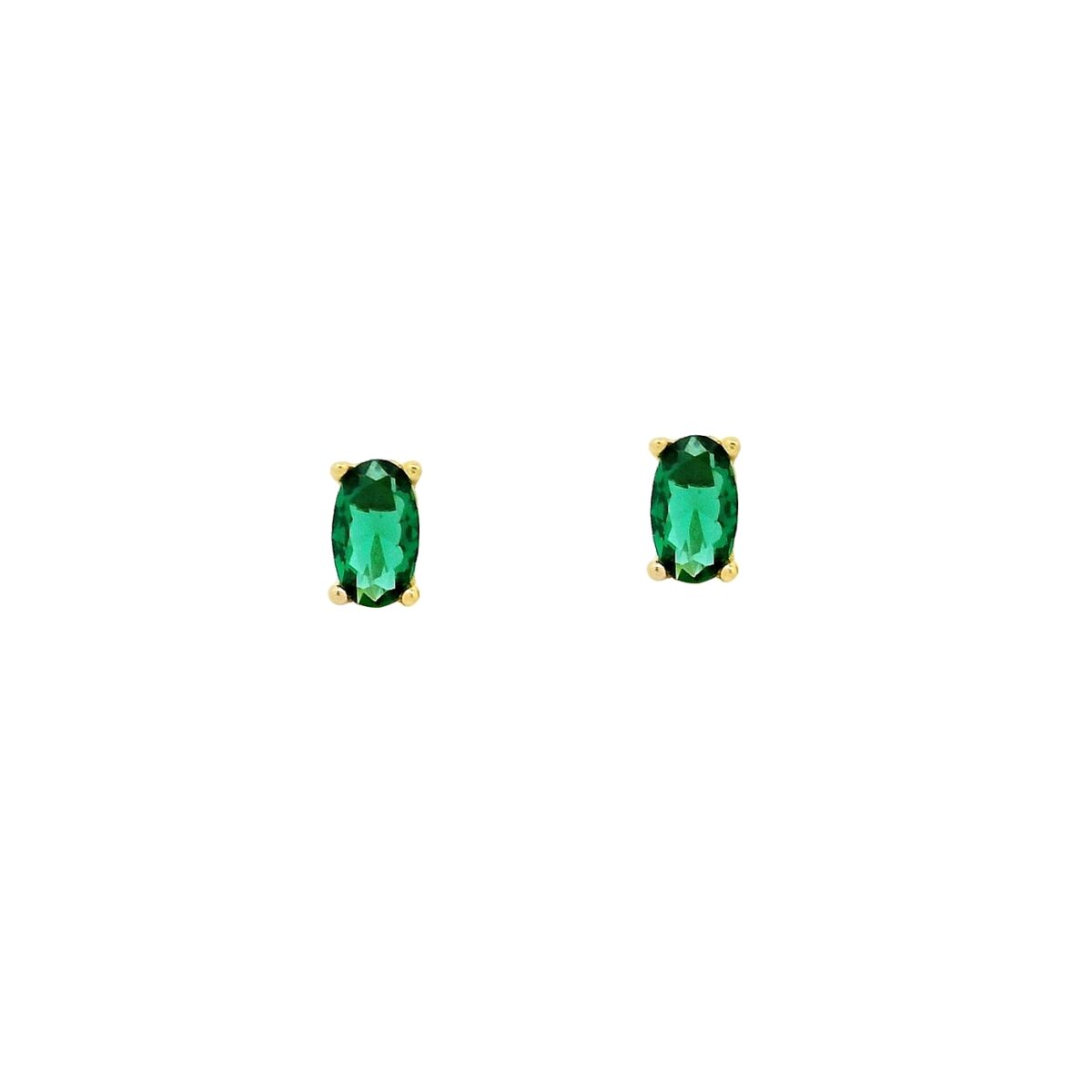Jewellers - Σκουλαρίκια μονόπετρα οβάλ με πράσινα zιργκόν