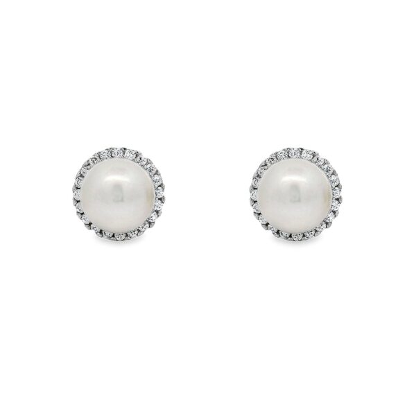 Σκουλαρίκια Ροζέτα με Μαργαριτάρι