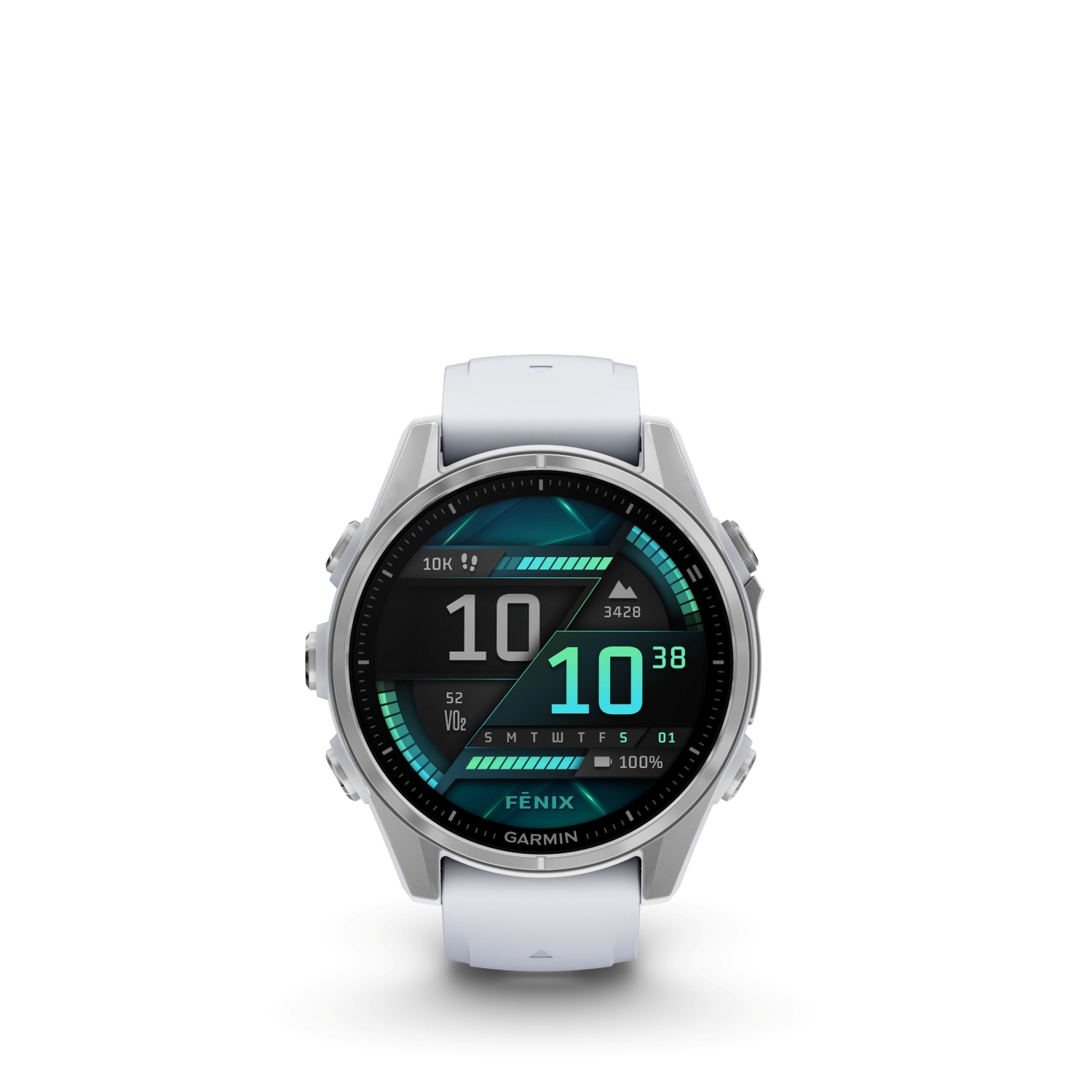 Jewellers - Garmin Fenix 8 43mm AMOLED Silver with Whitestone Silicone Band GA-010-02903-00