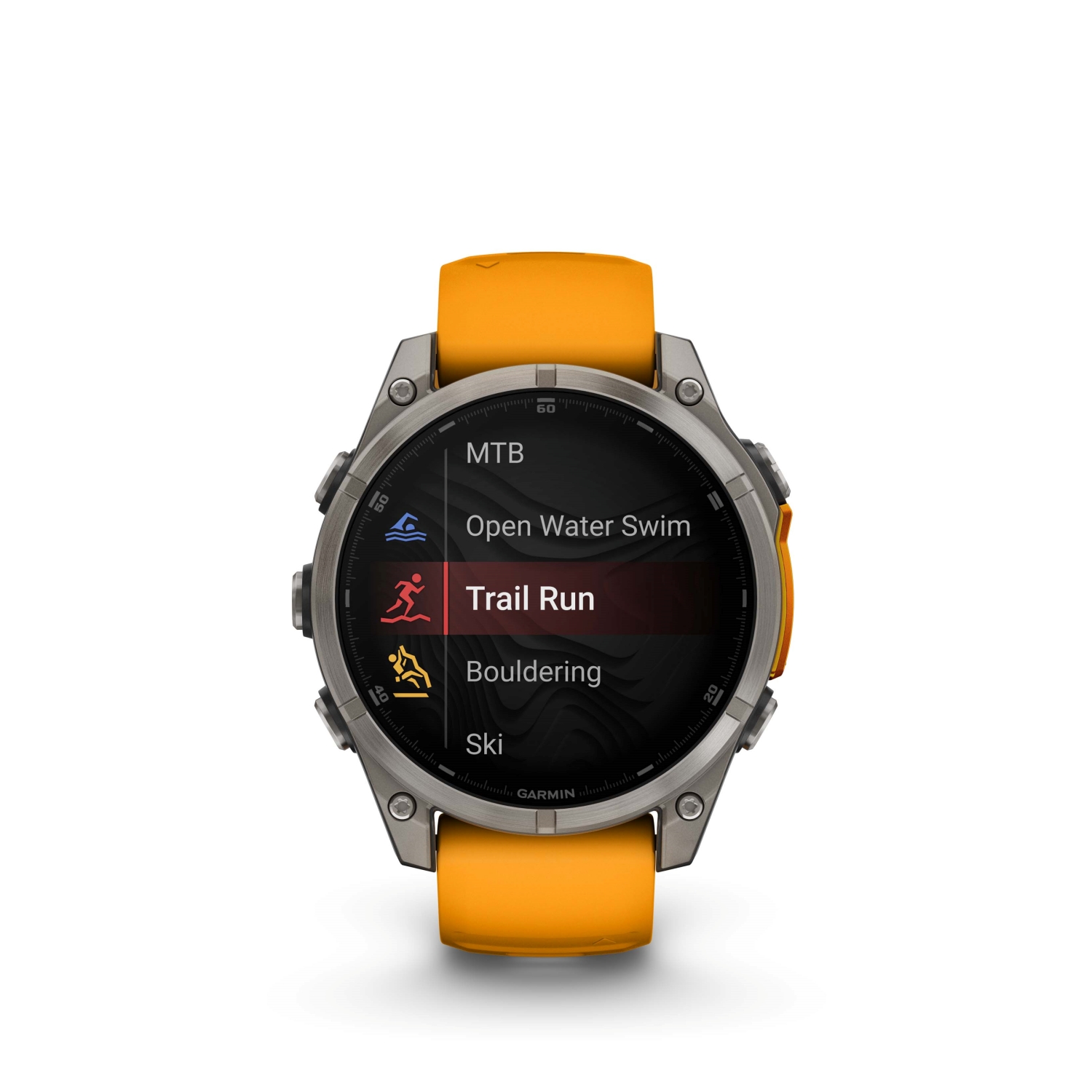 Jewellers - Garmin Fenix 8 47mm AMOLED Sapphire Titanium with Spark Orange and Graphite Silicone Band GA-010-02904-11