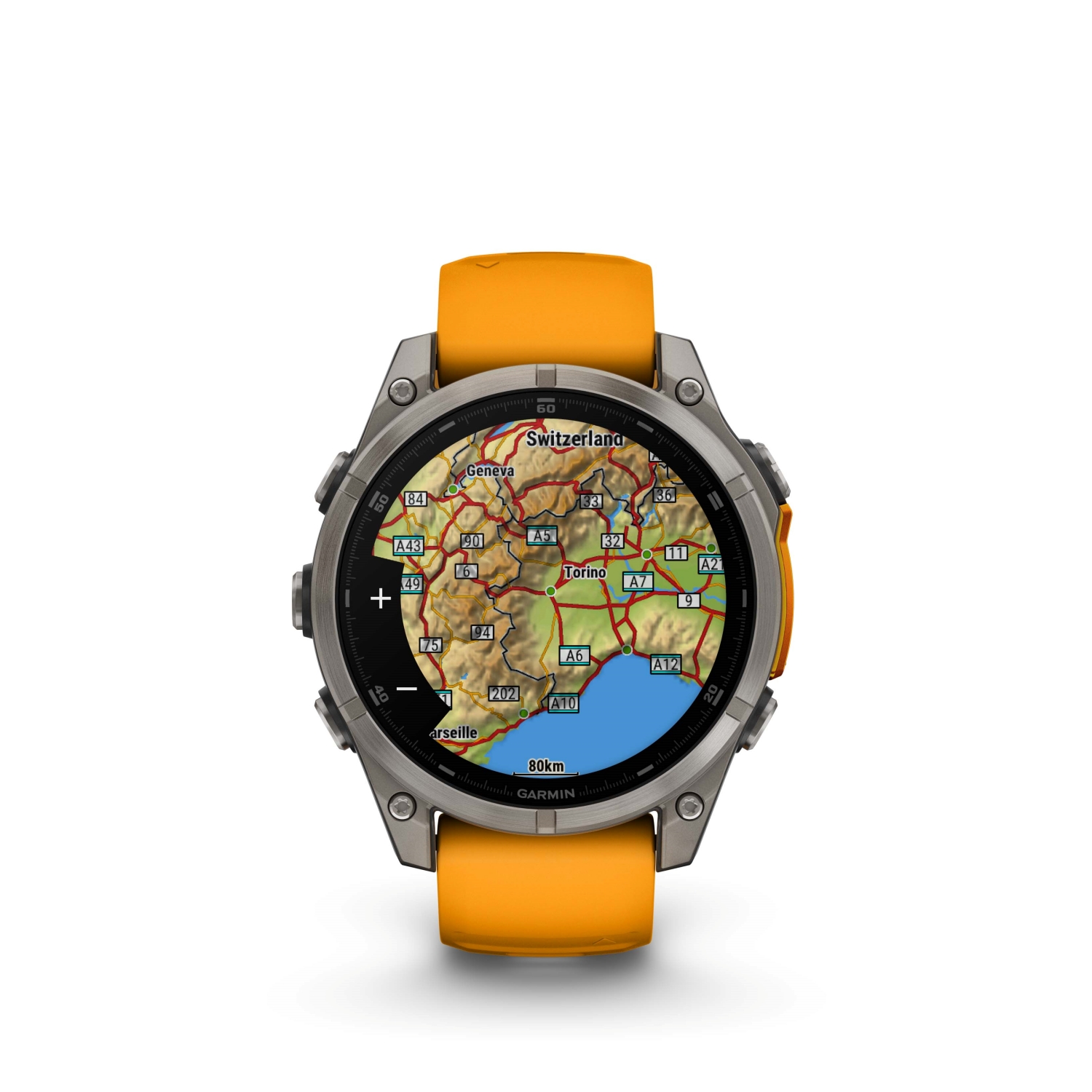 Jewellers - Garmin Fenix 8 47mm AMOLED Sapphire Titanium with Spark Orange and Graphite Silicone Band GA-010-02904-11