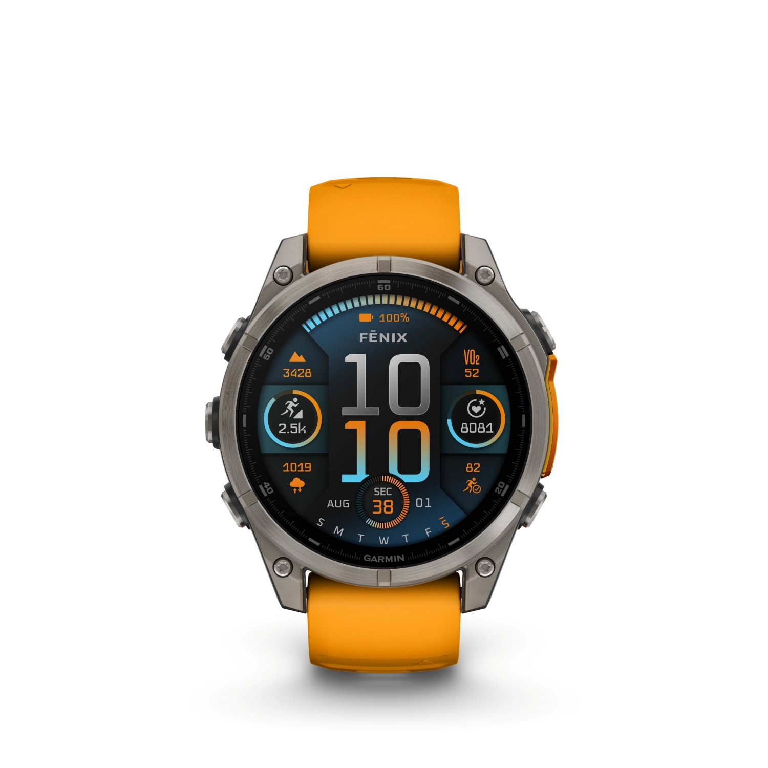 Jewellers - Garmin Fenix 8 47mm AMOLED Sapphire Titanium with Spark Orange and Graphite Silicone Band GA-010-02904-11