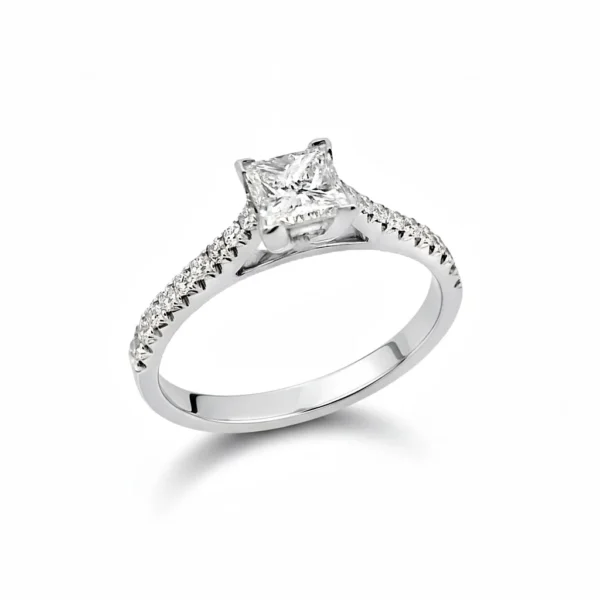 Μονόπετρο δακτυλίδι με διαμάντι σε κοπή Princess