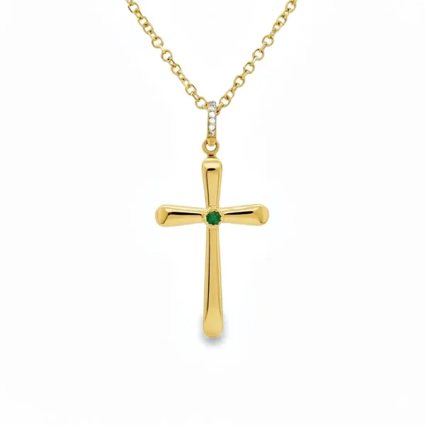 Σταυρός γυναικείος με Σμαράγδι