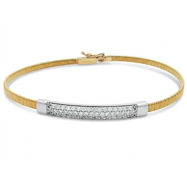 Βραχιόλι Γυναικείο με Λευκόχρυση Μπάρα και Ζιργκόν