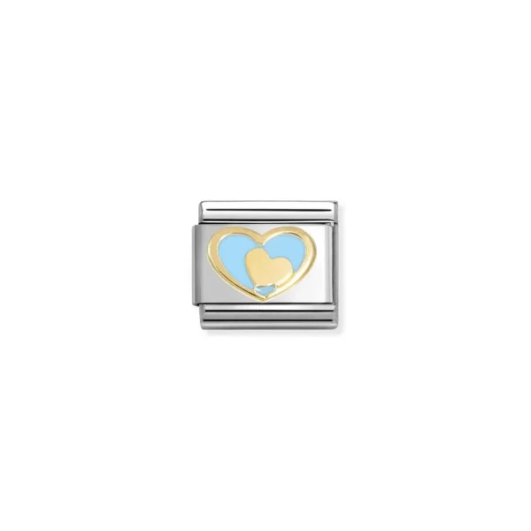 Nomination Composable Classic Unisex Link Light blue Heart-Gold Heart
