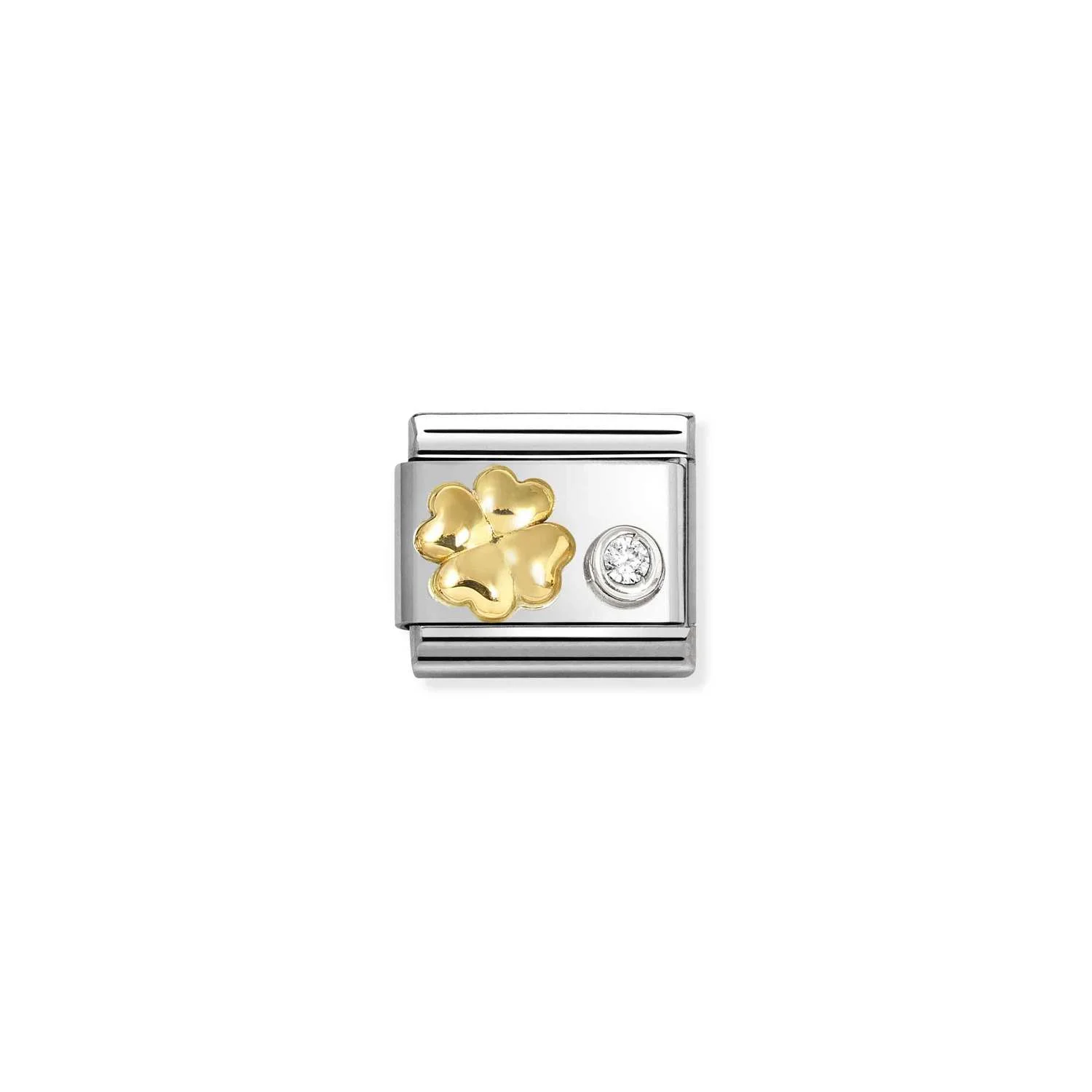 630301-03 Jewellers - Nomination Composable Classic Unisex Link Gold Four-leaf clover & CZ in silver