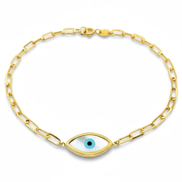 Βραχιόλι Μάτι από Φίλντισι με Αλυσίδα Paperclip