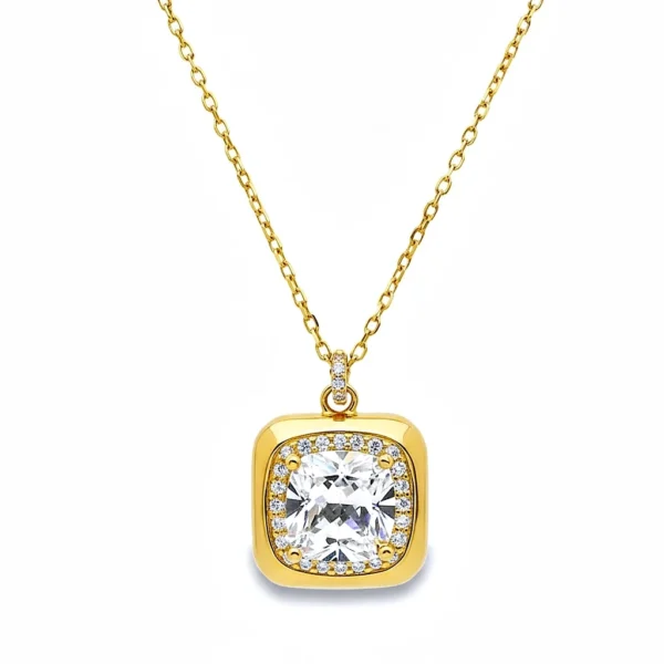 Κολιέ με Ζιργκόν Kurshuni από επιχρυσωμένο ασήμι 925