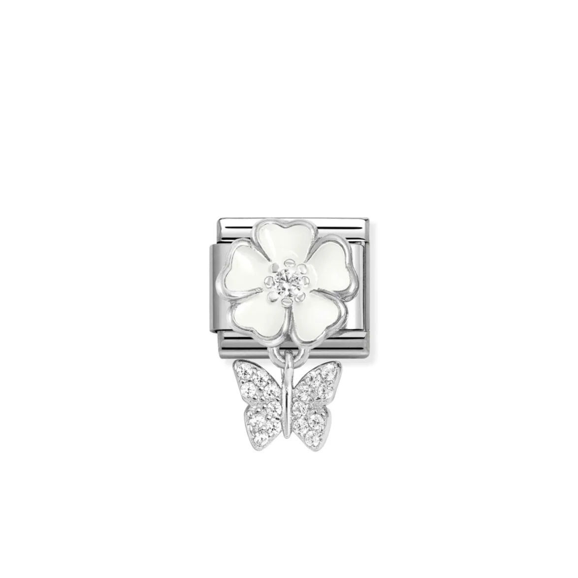 331814-05 Jewellers - Nomination Composable Classic Unisex Link White flower with butterfly