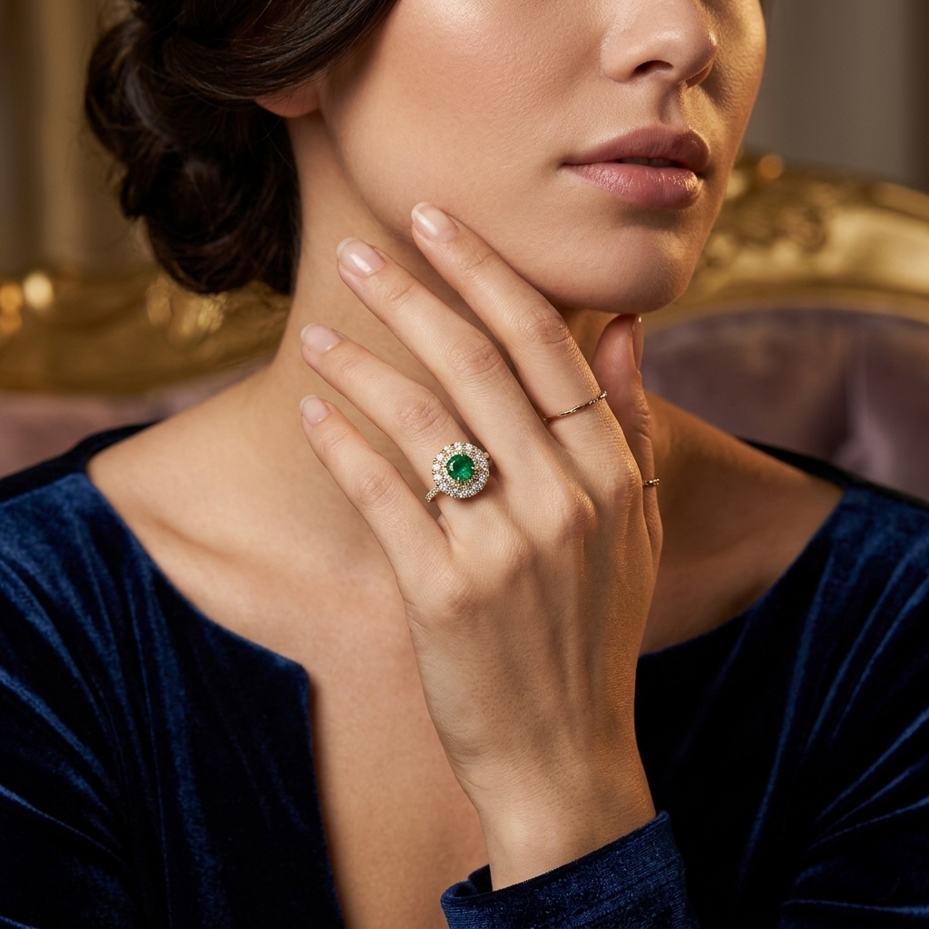 Jewellers - Δακτυλίδι με Σμαράγδι και Διαμάντια