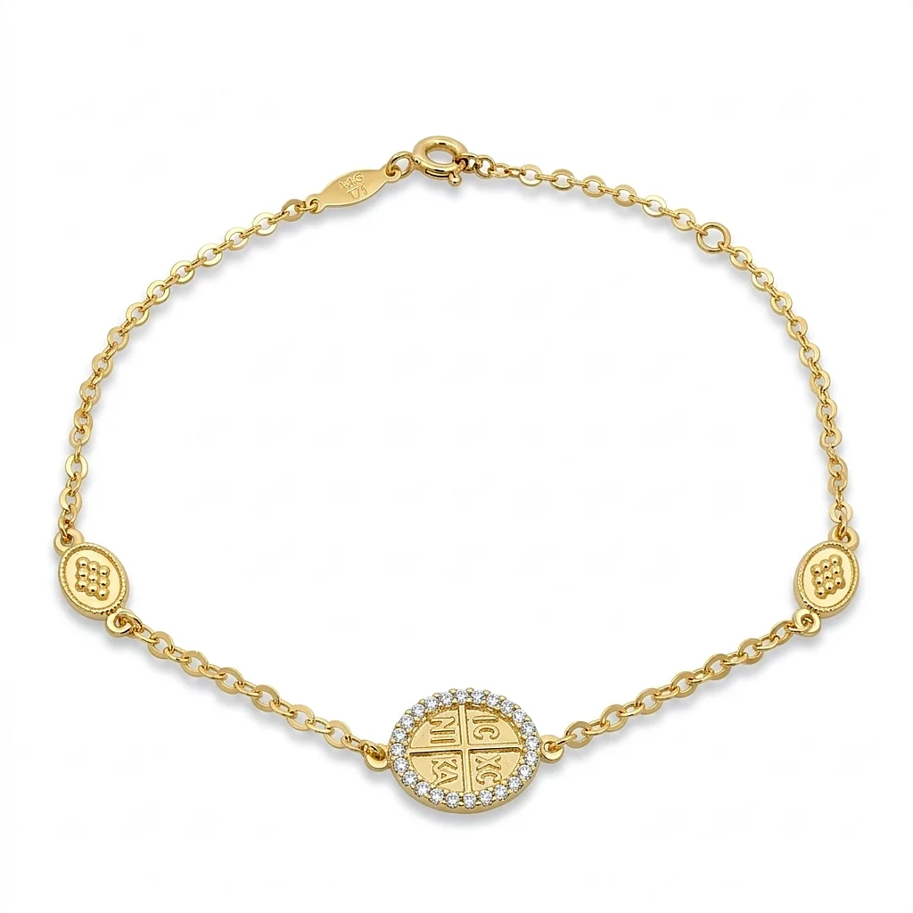 33818_ogwlkxtolml_2026-03-31-12-31-52 Jewellers - Βραχιόλι Φυλαχτό με Κωνσταντινάτο και πέτρες ζιργκόν