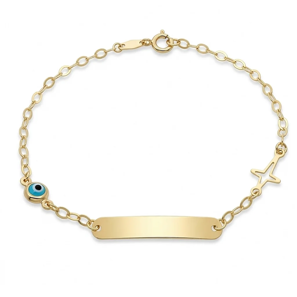 33824_c4y50acimo5_2026-04-02-20-07-45 Jewellers - Βραχιόλι Ταυτότητα με Ματάκι και Σταυρό