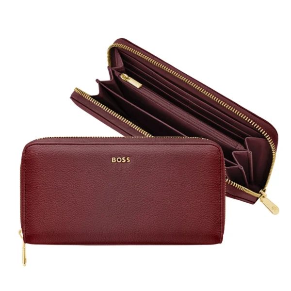 HUGO BOSS Πορτοφόλι Ταξιδίου Signature Lady Burgundy HEL616R
